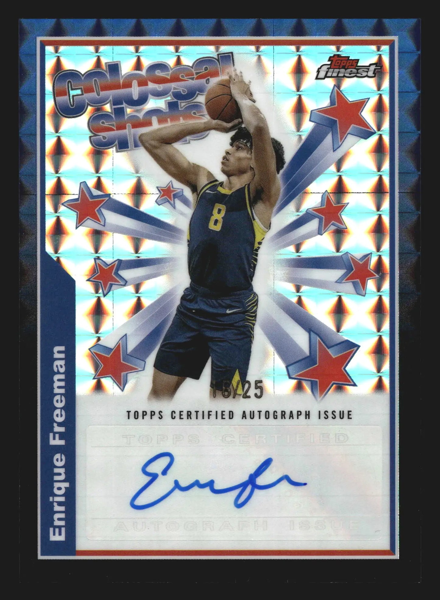 2024-25 Topps Finest Enrique Freeman #BSA-EF Colossal Shots Black Geo /25 - Basketball Card Single