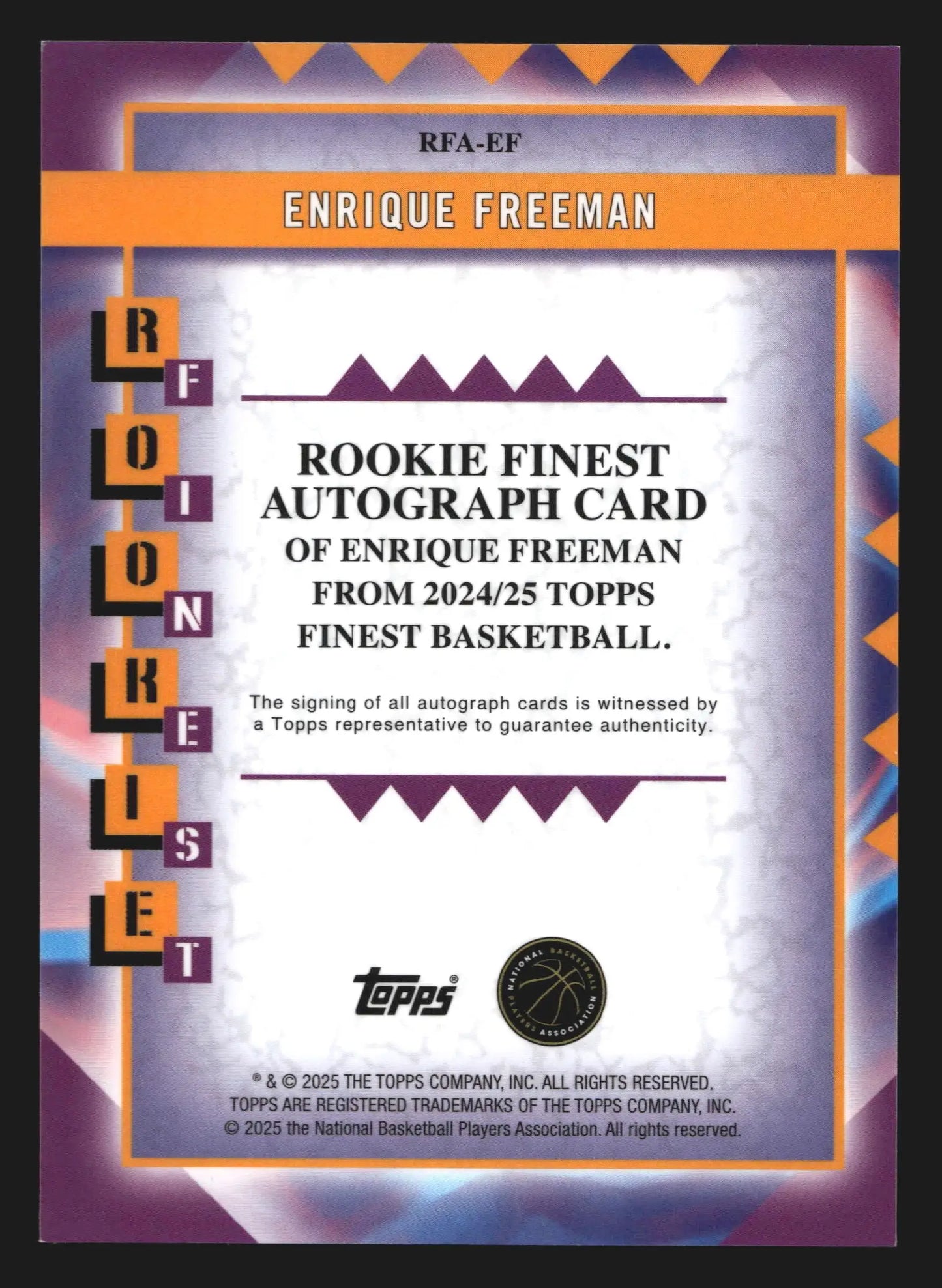 2024-25 Topps Finest Enrique Freeman #RFA-EF Rookie Auto RC Pacers - Basketball Card Single