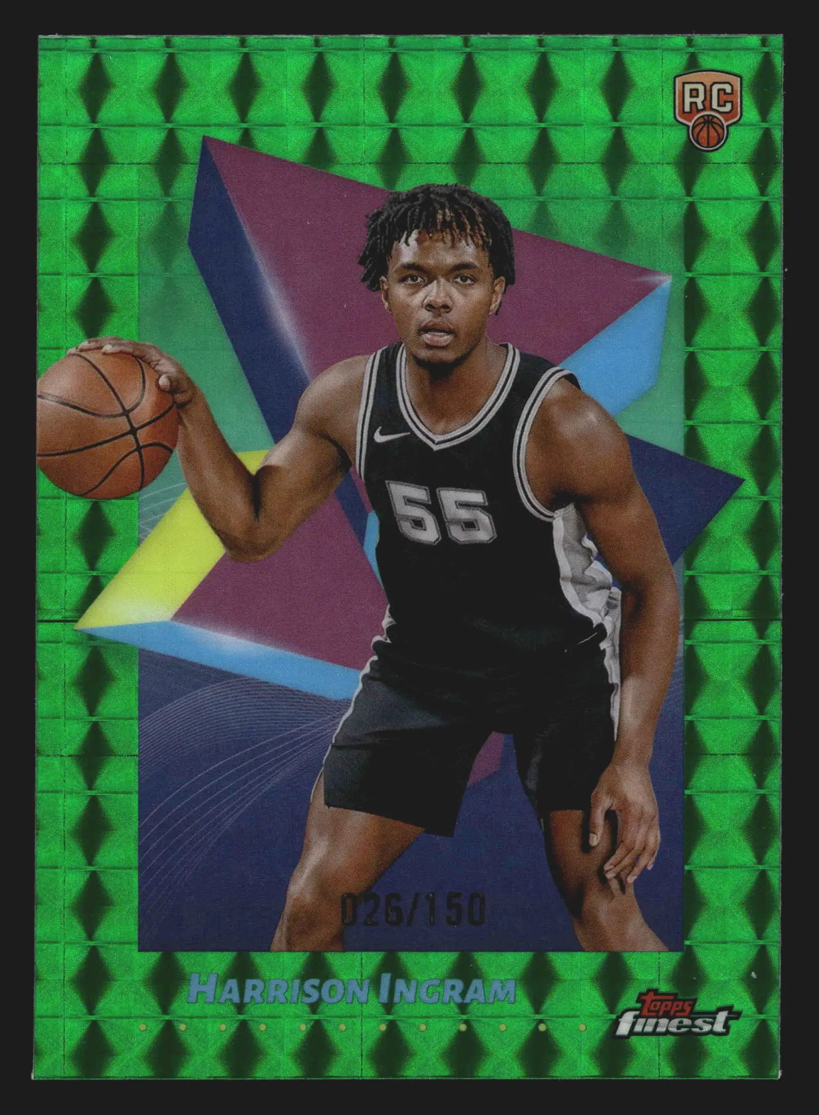2024-25 Topps Finest Harrison Ingram #86 Green Geometric /150 RC Spurs - Basketball Card Single