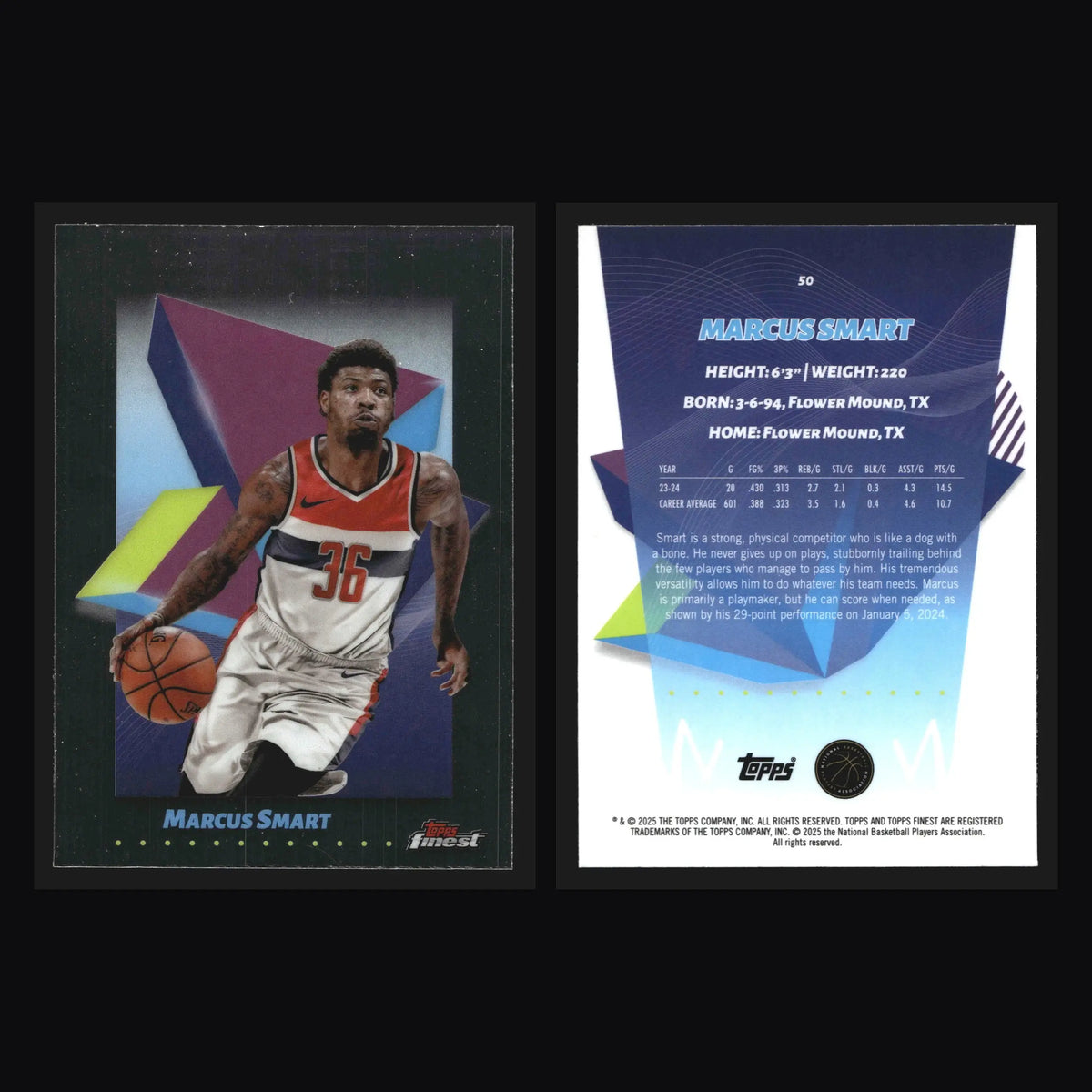 2024-25 Topps Finest Marcus Smart #50 Wizards - Basketball Card Single