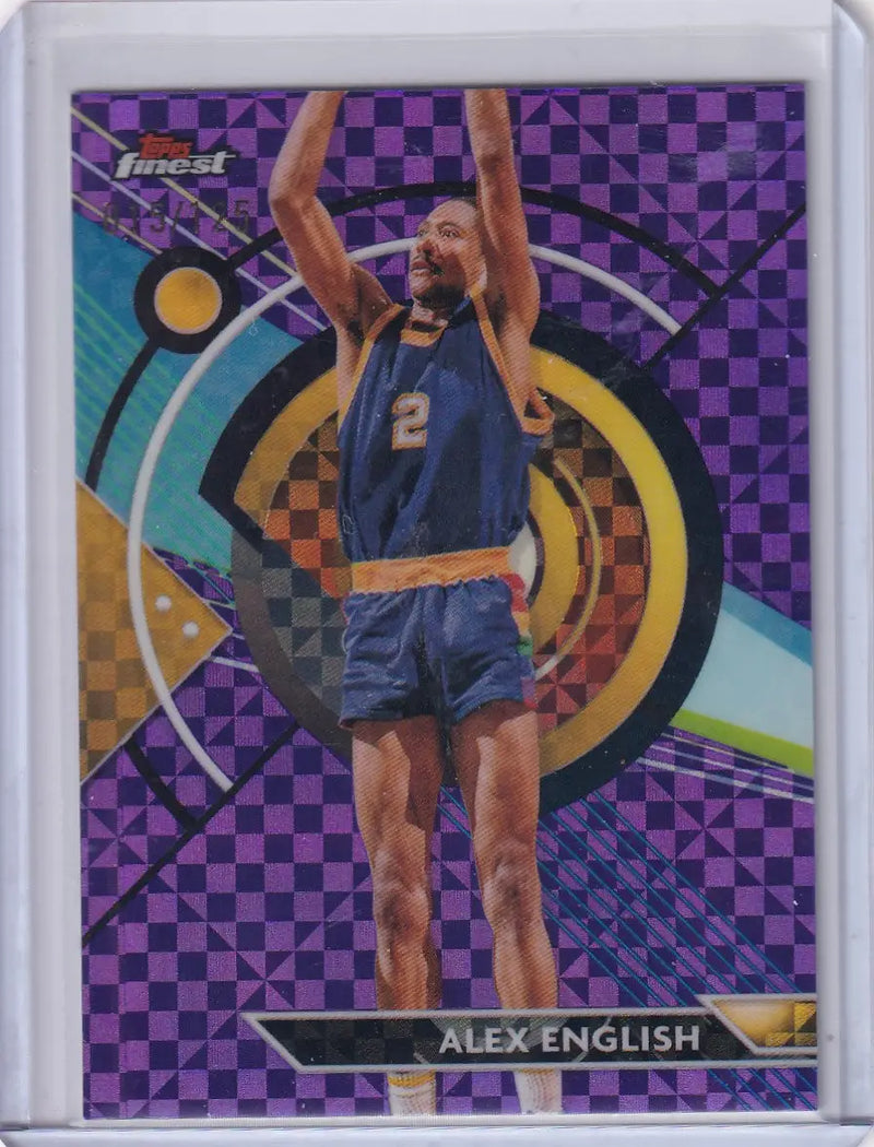 Basketball trading card featuring Alex English from 2024-25 Topps Finest Purple series