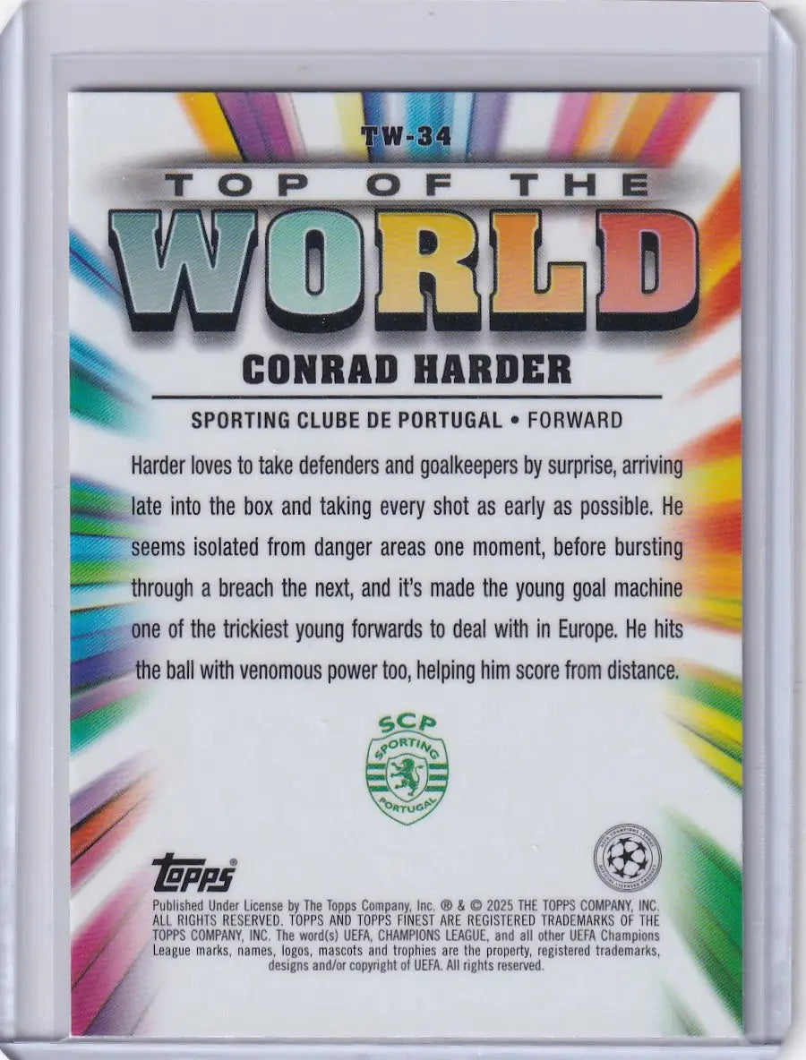 Conrad Harder soccer card from Topps Finest Sporting Clube de Port 2024-25