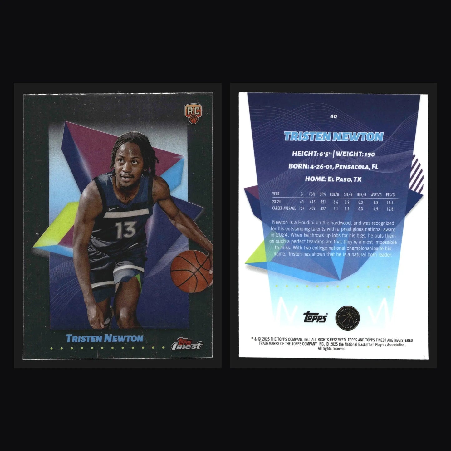 2024-25 Topps Finest Tristen Newton #40 RC Minnesota Timberwolves - Basketball Card Single