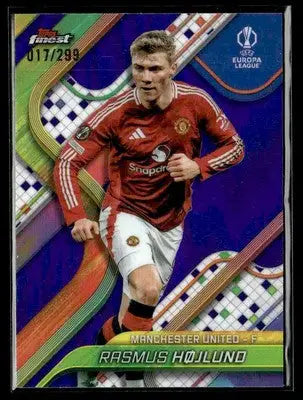 2024-25 Topps Finest UEFA Club #63 Rasmus Højlund Purple Refractor - #017/299 - Soccer Card Single