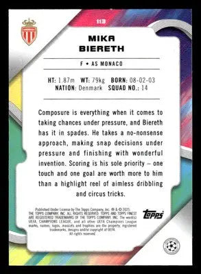 2024-25 Topps Finest UEFA Club Comp #113 Mika Biereth - Soccer Card Single