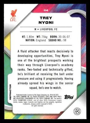 2024-25 Topps Finest UEFA Club Comp #114 Trey Nyoni Refractor - Other