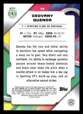 2024-25 Topps Finest UEFA Club Comp #116 Geovany Quenoa - Soccer Card Single