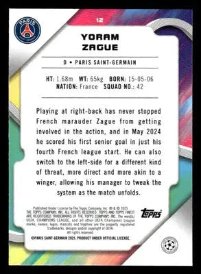 2024-25 Topps Finest UEFA Club Comp #12 Yoram Zague - Soccer Card Single