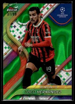 2024-25 Topps Finest UEFA Club Comp #143 Theo Hernandez Neon Green Wave - #31/99 - Soccer Card Single