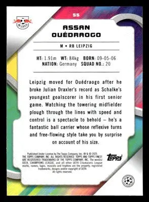 2024-25 Topps Finest UEFA Club Comp #55 Assan Ouedraogo - Soccer Card Single