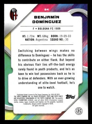 2024-25 Topps Finest UEFA Club Comp #84 Benjamin Dominguez - Soccer Card Single