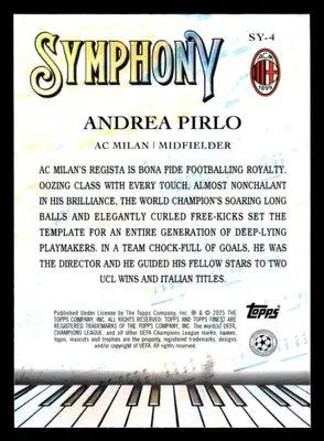 2024-25 Topps Finest UEFA Club Comp #SY-4 Andrea Pirlo Symphony - Soccer Card Single