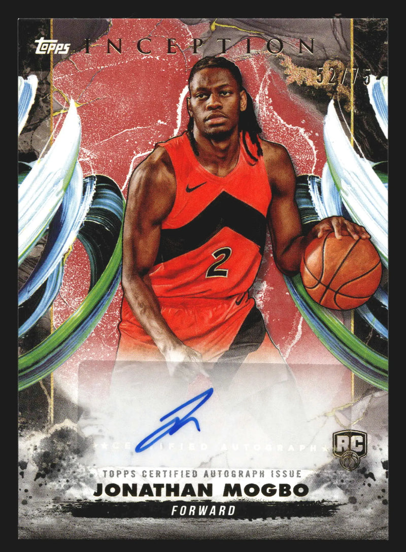 2024-25 Topps Inception Jonathan Mogbo #RA-JM Red 52/75 RC Auto Raptors - Basketball Card Single