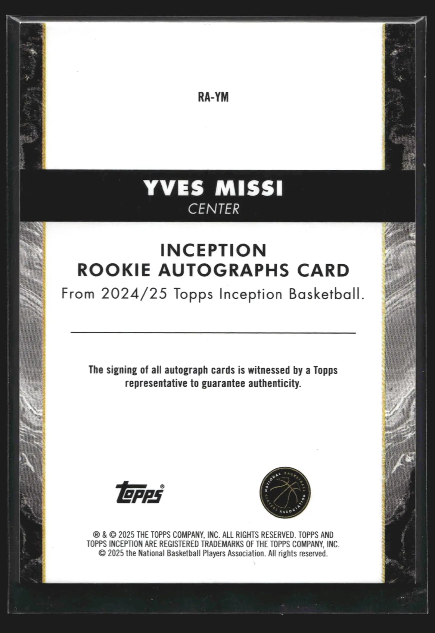 2024-25 Topps Inception Yves Missi Rookie Auto #RA-YM RC Pelicans