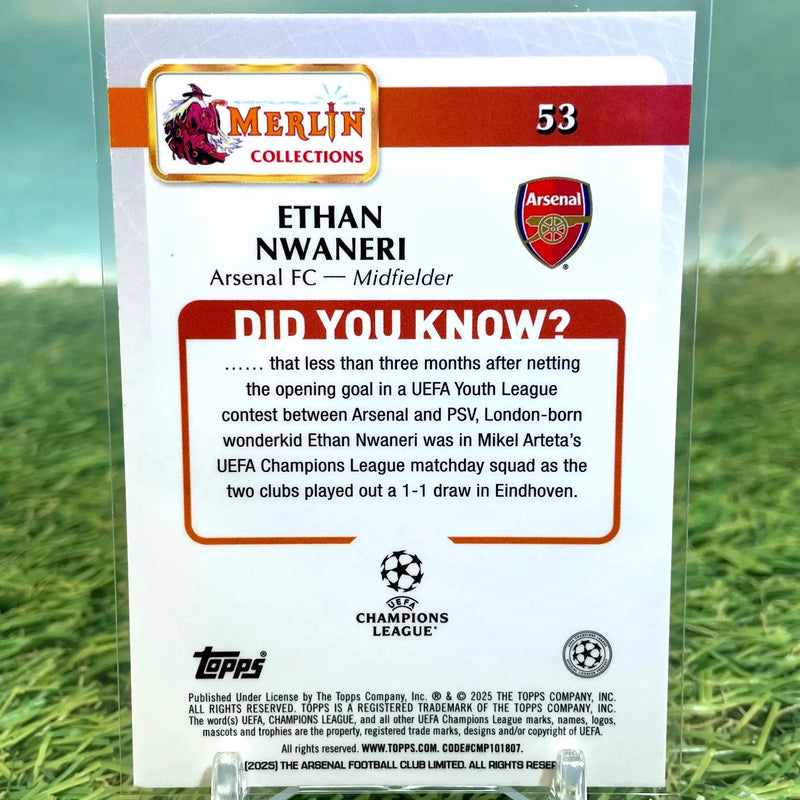 2024-25 Topps Merlin Ethan Nwaneri #53 Mini Diamond Arsenal (RC) - Soccer Card Single