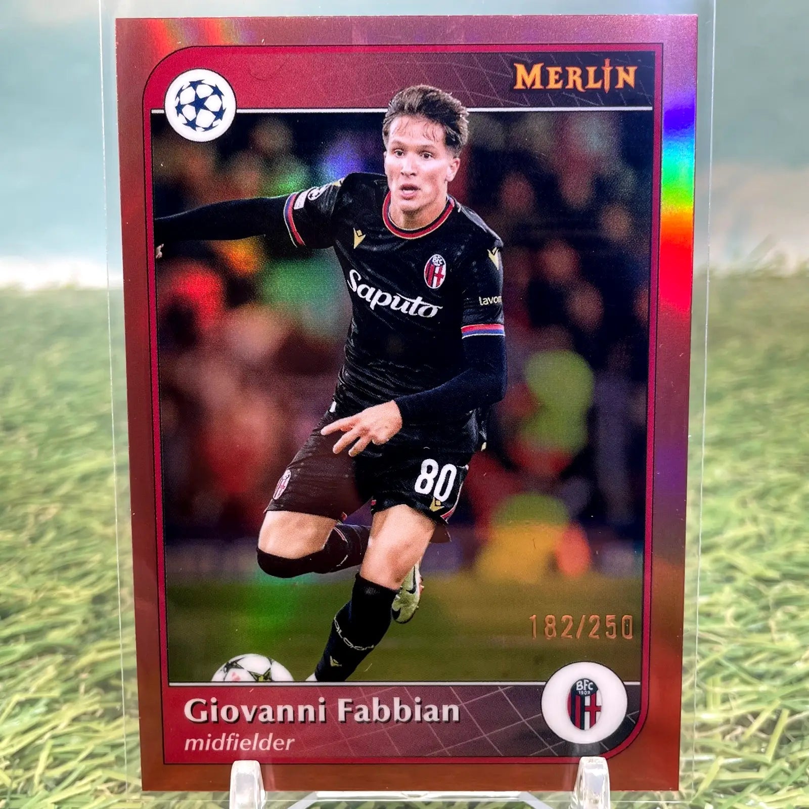 2024-25 Topps Merlin Giovanni Fabbian Rose Gold Refractor /250 #64 - Soccer Card Single