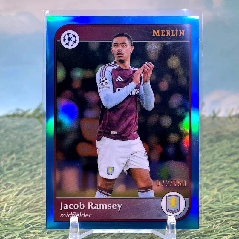 2024-25 Topps Merlin Jacob Ramsey Blue Refractor /150 Aston Villa - Soccer Card Single