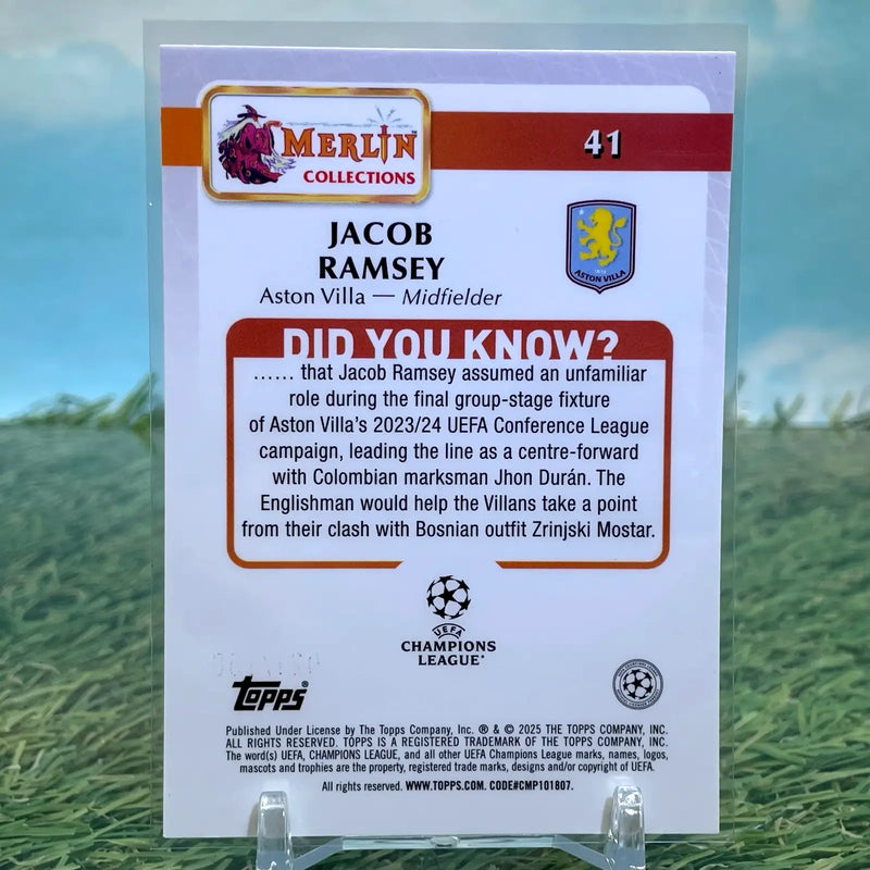 2024-25 Topps Merlin Jacob Ramsey Blue Refractor /150 Aston Villa - Soccer Card Single