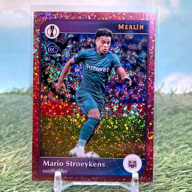2024-25 Topps Merlin UCC Mario Stroeykens Rose Gold Mini Diamond Ref /250 (RC) - Soccer Card Single