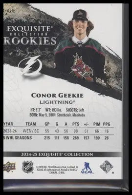 2024-25 UD Black Diamond #R-GE Conor Geekie Exquisite Collection Rookies #/399