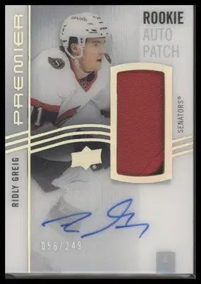 2024-25 UD Premier Ridly Greig #AR-RG 2023-24 Acetate Rookie Auto Patch #/249 - Hockey Card Single