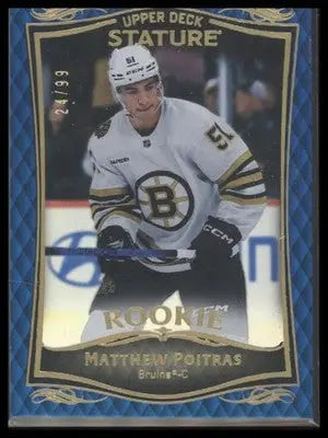 2024-25 UD Stature Matthew Poitras #41 2023-24 Blue #/99 Bruins