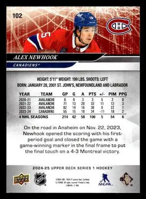 2024-25 Upper Deck #102 Alex Newhook - Hockey Card Single