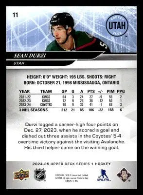 2024-25 Upper Deck #11 Sean Durzi - Hockey Card Single