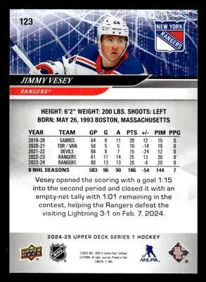 2024-25 Upper Deck #123 Jimmy Vesey - Hockey Card Single