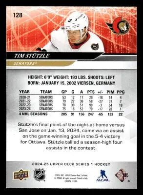 2024-25 Upper Deck #128 Tim Stutzle - Hockey Card Single
