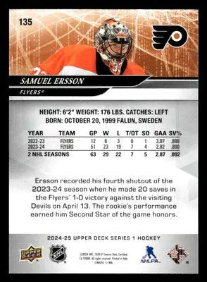 2024-25 Upper Deck #135 Samuel Ersson - Hockey Card Single
