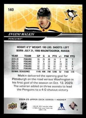 2024-25 Upper Deck #140 Evgeni Malkin - Hockey Card Single