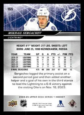 2024-25 Upper Deck #165 Mikhail Sergachev - Hockey Card Single
