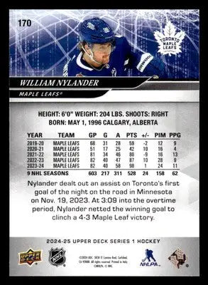 2024-25 Upper Deck #170 William Nylander - Hockey Card Single