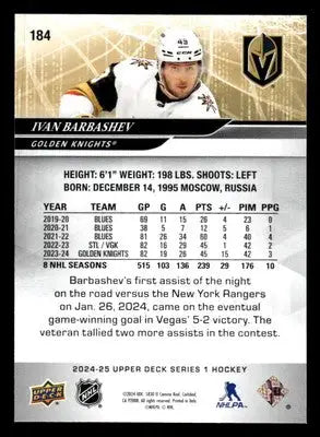 2024-25 Upper Deck #184 Ivan Barbashev - Hockey Card Single