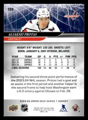 2024-25 Upper Deck #189 Aliaksei Protas - Hockey Card Single