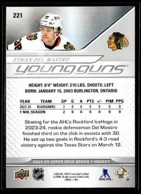 2024-25 Upper Deck #221 Ethan Del Mastro - Hockey Card Single