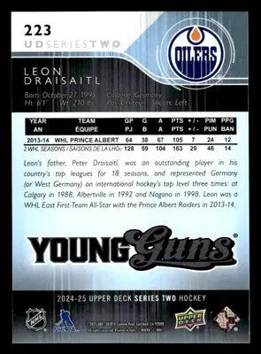 2024-25 Upper Deck #223 Leon Draisaitl Young Guns Renewed (Series Two) - Hockey Card Single