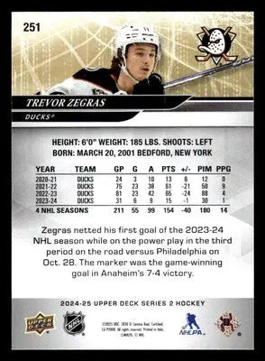 2024-25 Upper Deck #251 Trevor Zegras - Hockey Card Single