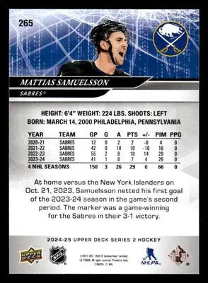 2024-25 Upper Deck #265 Mattias Samuelsson - Hockey Card Single