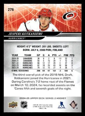 2024-25 Upper Deck #276 Jesperi Kotkaniemi - Hockey Card Single