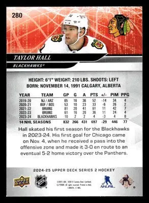 2024-25 Upper Deck #280 Taylor Hall - Hockey Card Single