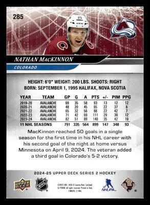 2024-25 Upper Deck #285 Nathan MacKinnon - Hockey Card Single