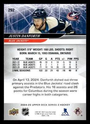 2024-25 Upper Deck #292 Justin Danforth - Hockey Card Single