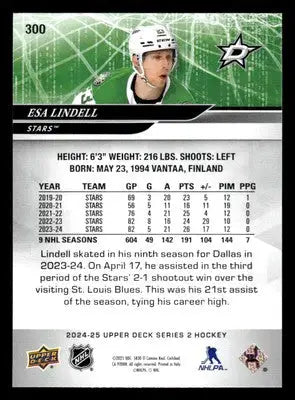 2024-25 Upper Deck #300 Esa Lindell - Hockey Card Single