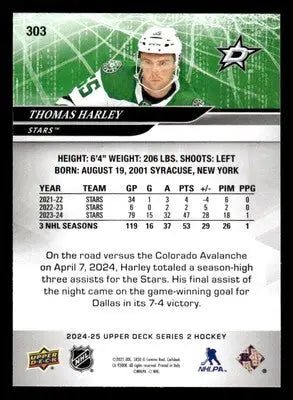 2024-25 Upper Deck #303 Thomas Harley - Hockey Card Single
