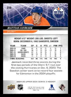 2024-25 Upper Deck #316 Mattias Janmark - Hockey Card Single