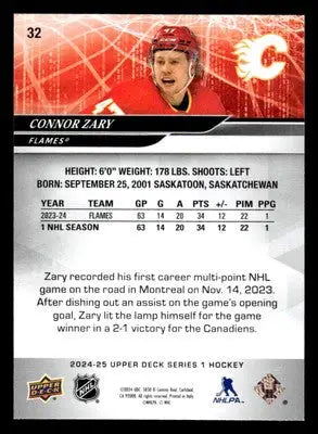2024-25 Upper Deck #32 Connor Zary - Hockey Card Single