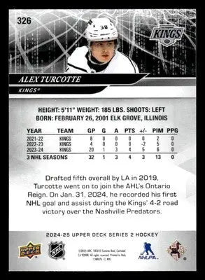 2024-25 Upper Deck #326 Alex Turcotte - Hockey Card Single