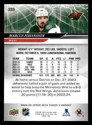 2024-25 Upper Deck #333 Marcus Johansson - Hockey Card Single